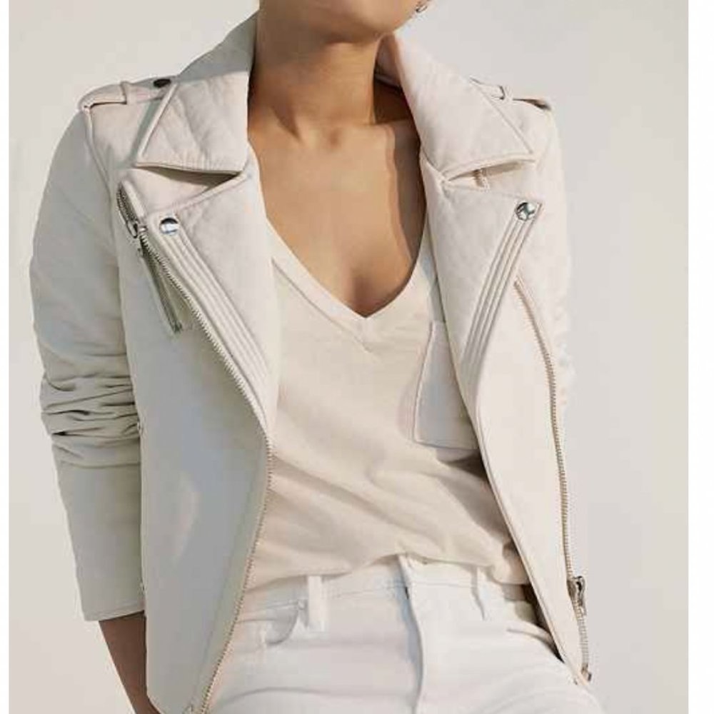 NWOT - Silence + Noise Eggshell Vegan Moto Jacket (UO)